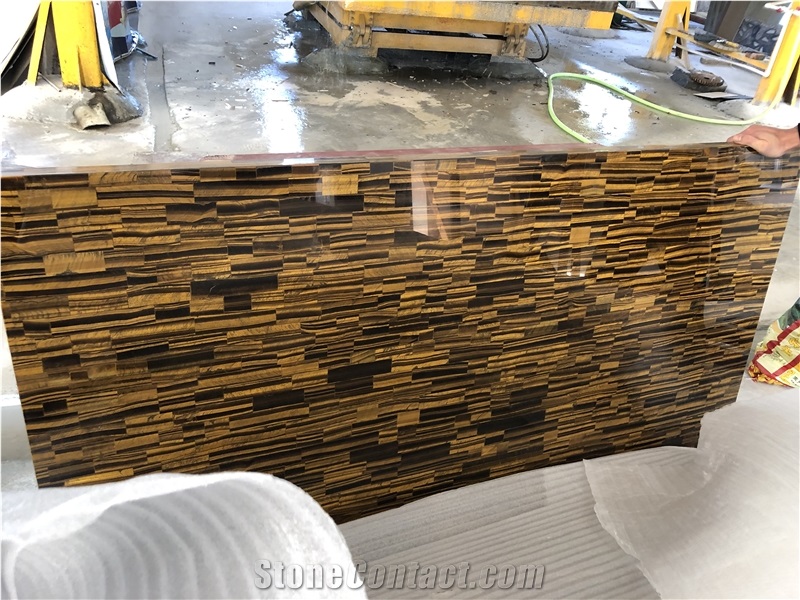 Semiprecious Yellow Tiger Eye Stone Slab