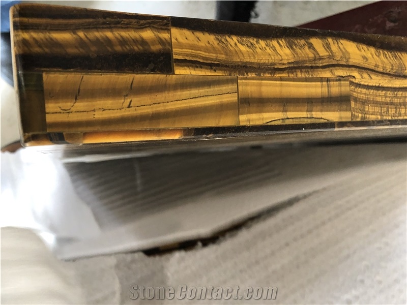Semiprecious Yellow Tiger Eye Stone Slab