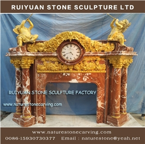 Red Marble Fireplace Mantel Sculpture Fireplace