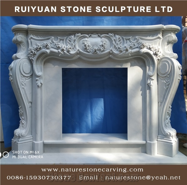 White Marble Fireplace Mantel Sculpture Fireplace