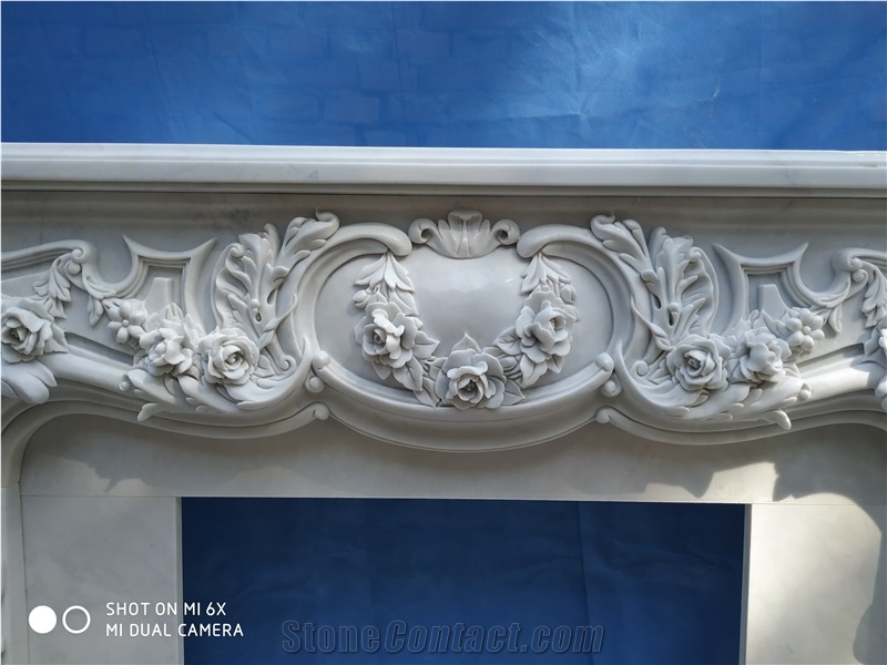 White Marble Fireplace Mantel Sculpture Fireplace