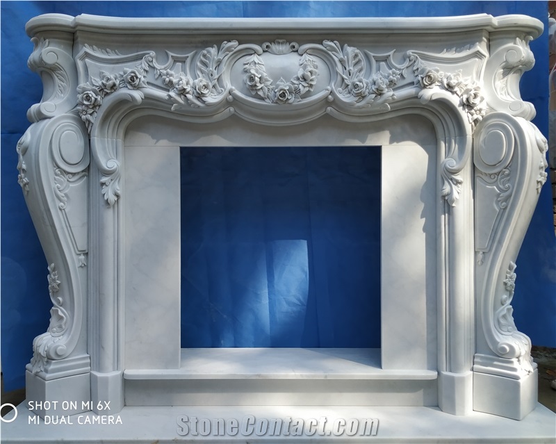 White Marble Fireplace Mantel Sculpture Fireplace