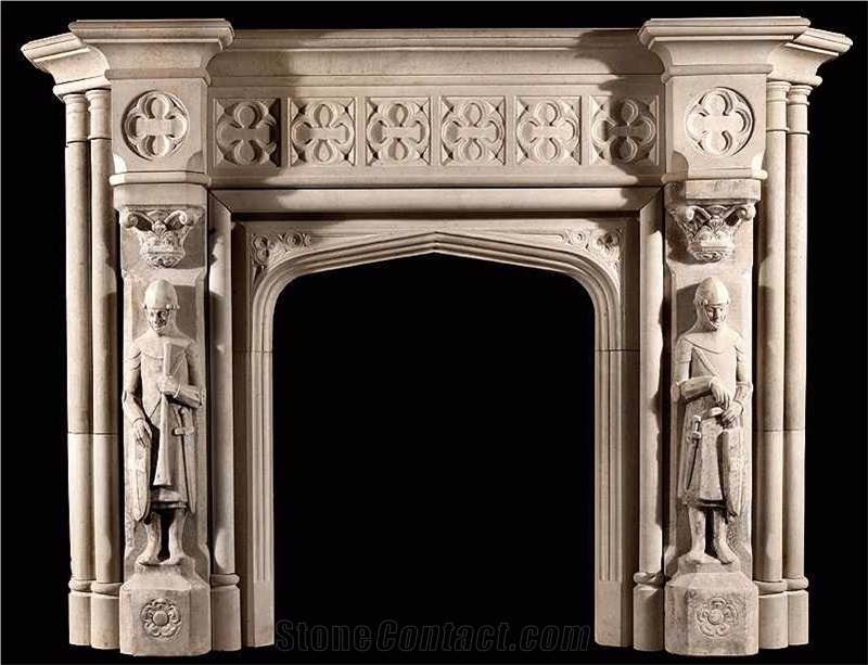 White Marble Fireplace with Bronze Sculpture