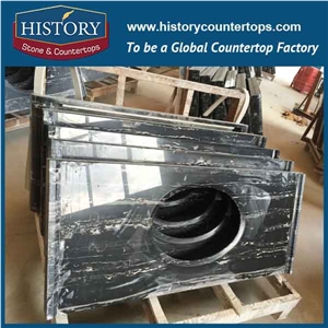 China Silver Dragon Marble Double Vanity Top Sink