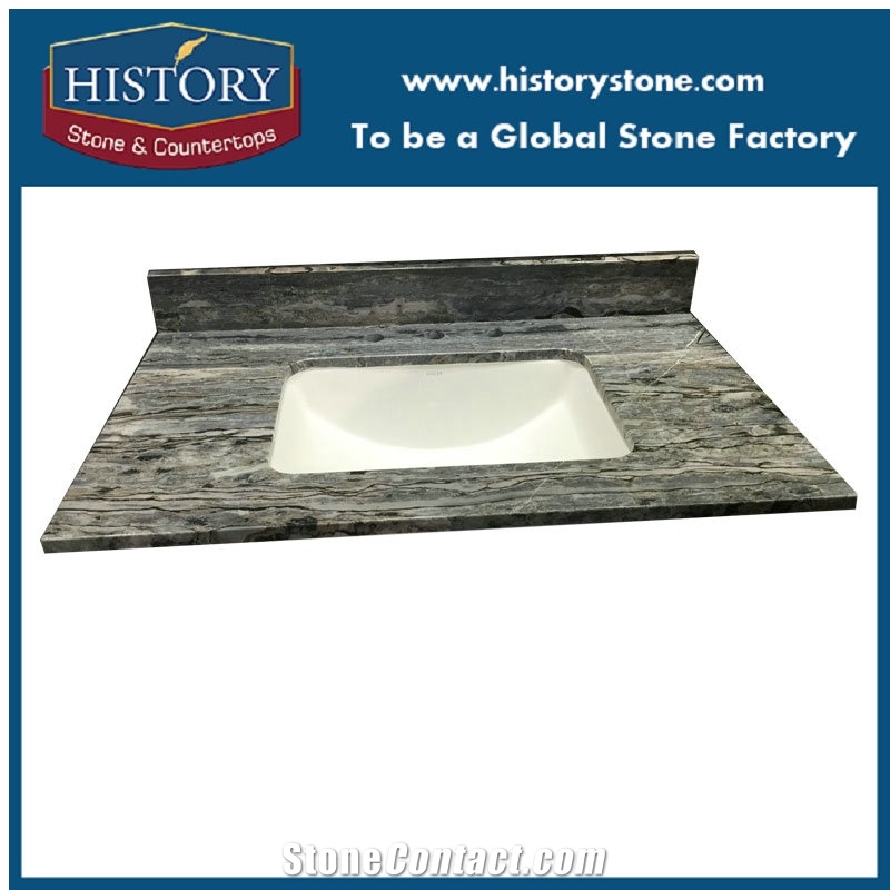 Wooden Blue Marble for Bathroom Countertop