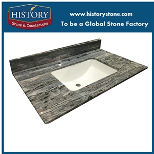 Wooden Blue Marble for Bathroom Countertop
