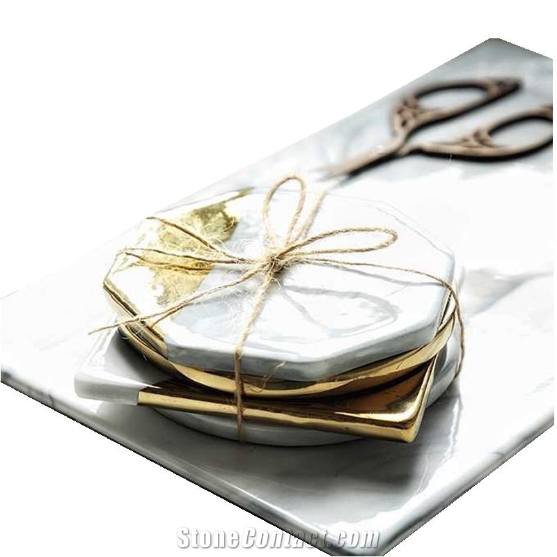 Bianco Carrara White Nero Marquina Marble Coasters
