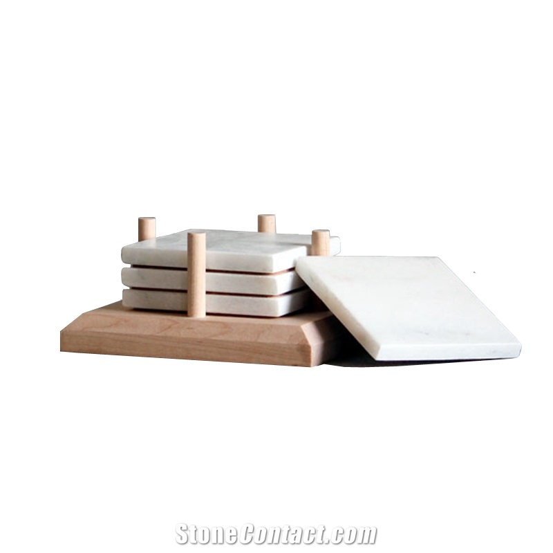 Hot Sale Square White Carrara Marble Coasters