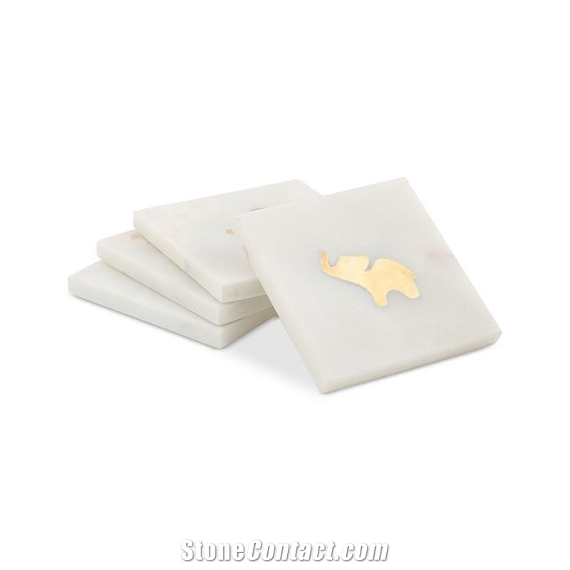 Hot Sale Square White Carrara Marble Coasters