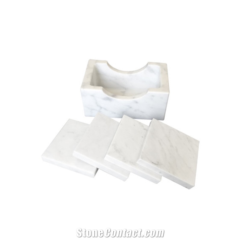 Hot Sale Square White Carrara Marble Coasters