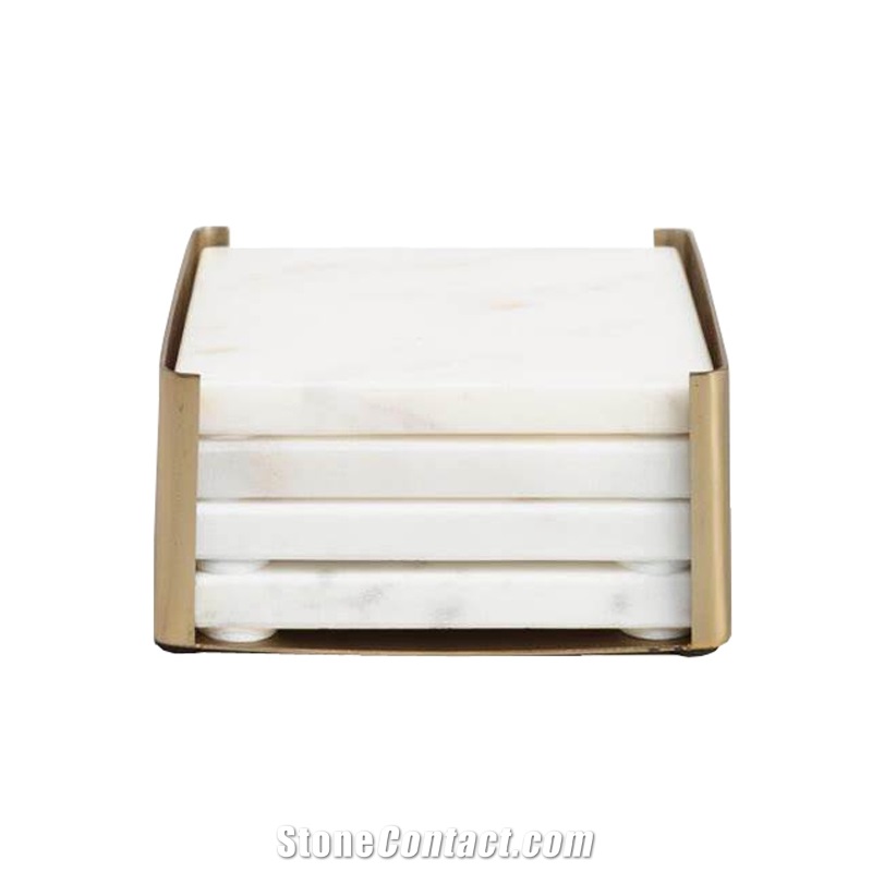 Hot Sale Square White Carrara Marble Coasters