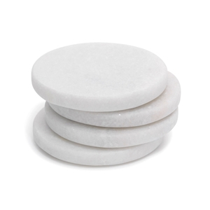Natural White Carrara Marble Round Coasters