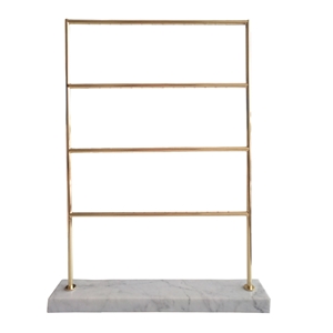White Marble Jewelry Gold Color Metal Holder