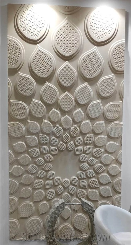 Mint White Sandstone Cnc Wall Panels