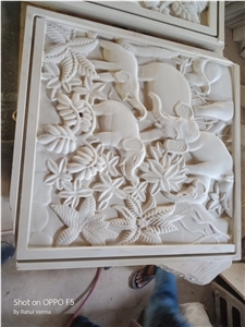 Mint White Sandstone Cnc Wall Relief