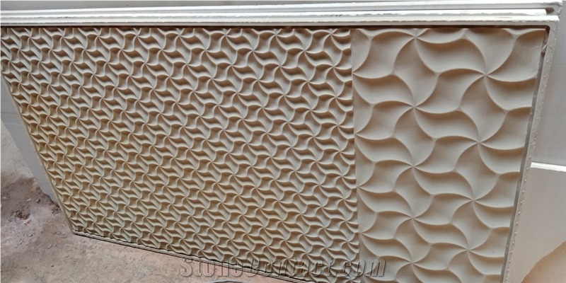 Mint White Sandstone Cnc Wall Relief