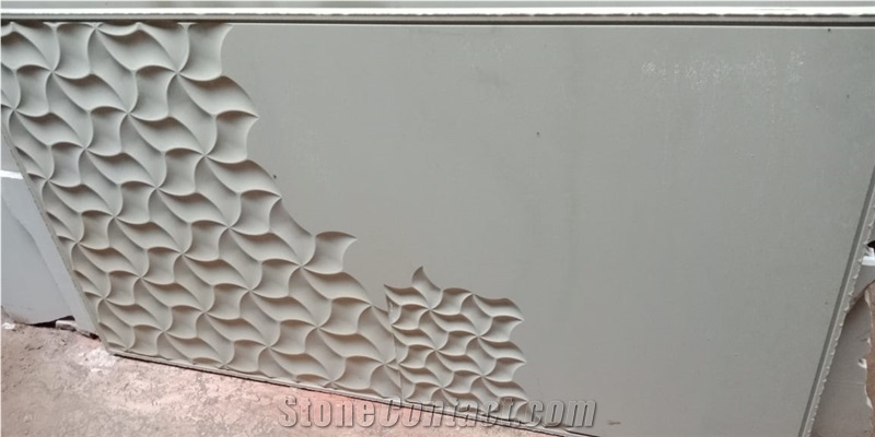 Mint White Sandstone Cnc Wall Relief