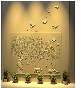 Mint White Sandstone Cnc Wall Relief