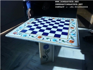 Table Top Inlayed Makrana Marble