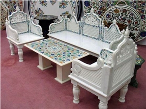 Table Top Inlayed Makrana Marble