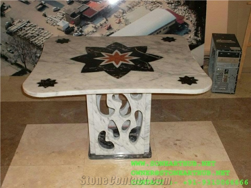 Table Top Inlayed Makrana Marble