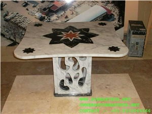 Table Top Inlayed Makrana Marble