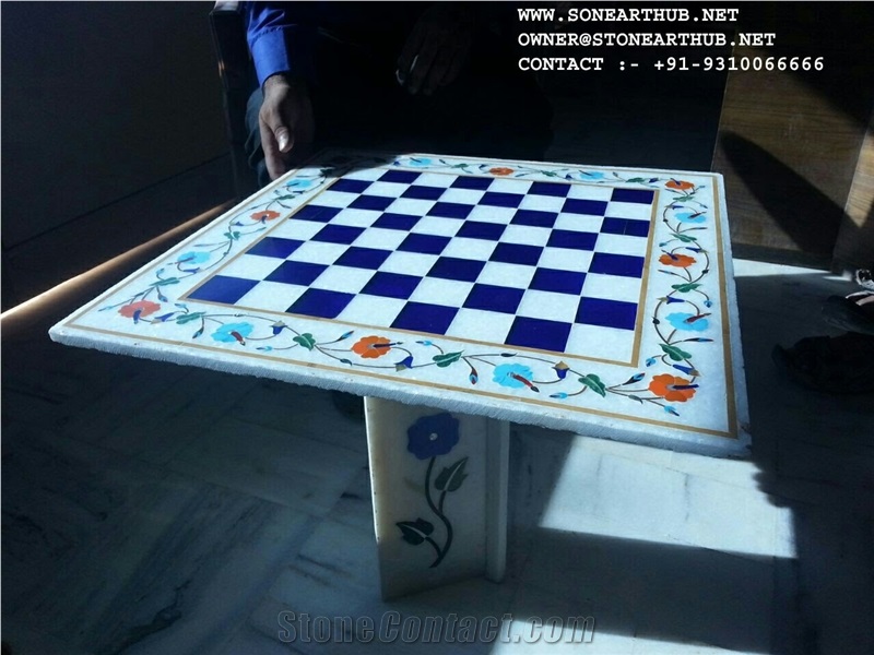 Table Top Inlayed Makrana Marble