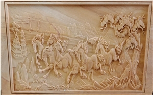 Teak Wood Sandstone Cnc Carved Wall Panels