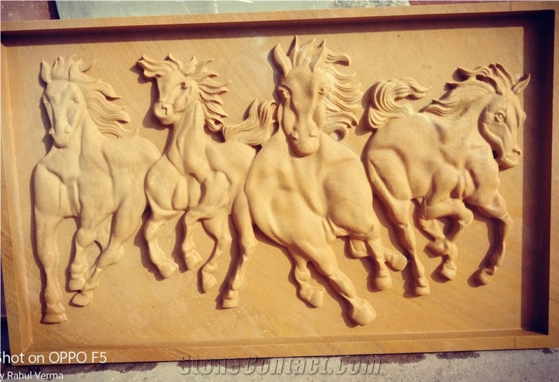 Teak Wood Sandstone Cnc Carved Wall Panels