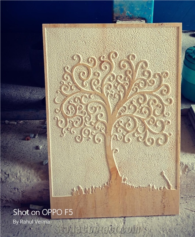 Teak Wood Sandstone Cnc Carved Wall Panels