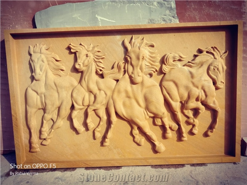 Teak Wood Sandstone Cnc Carved Wall Panels
