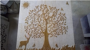 Teak Wood Sandstone Cnc Carved Wall Panels
