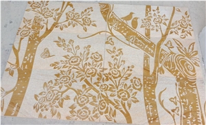 Teak Wood Sandstone Cnc Carved Wall Panels
