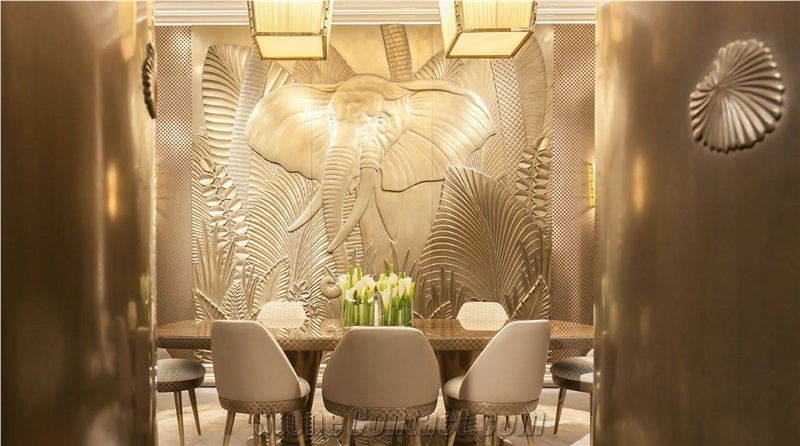 Teak Wood Sandstone Cnc Carved Wall Panels