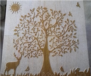 Teak Wood Sandstone Cnc Carved Wall Panels