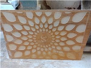 Teak Wood Sandstone Cnc Carved Wall Panels