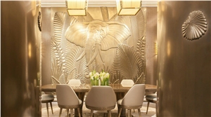 Teak Wood Sandstone Cnc Carved Wall Panels