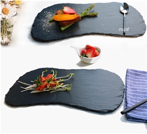 Irregular Shape Black Slate Plate
