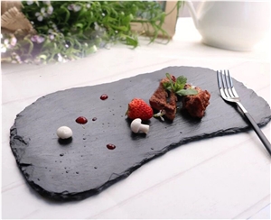Irregular Shape Black Slate Plate