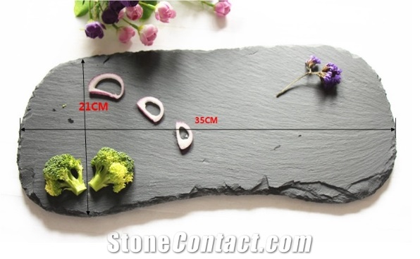 Irregular Shape Black Slate Plate