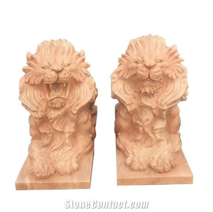 Marble Lion Carving for Garden Decoration