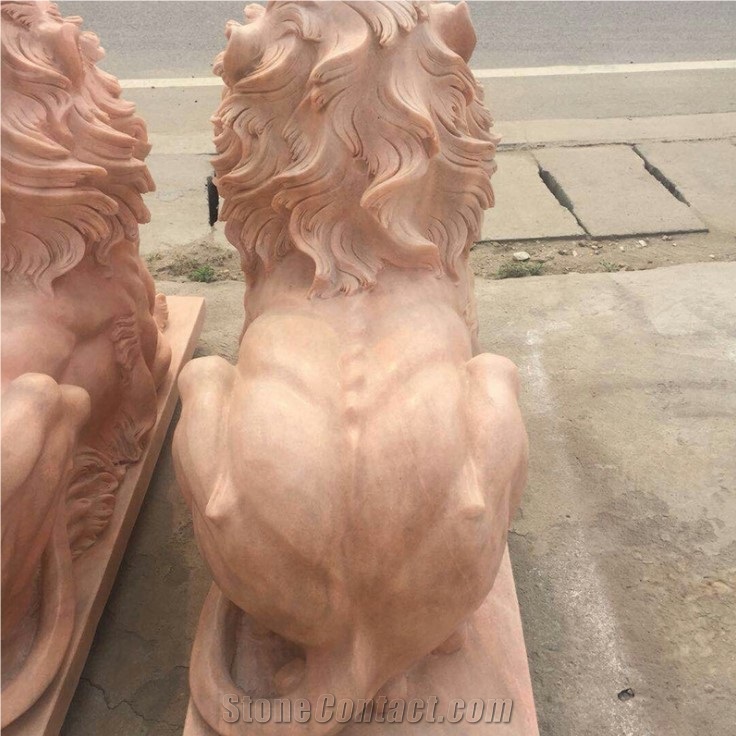 Marble Lion Carving for Garden Decoration