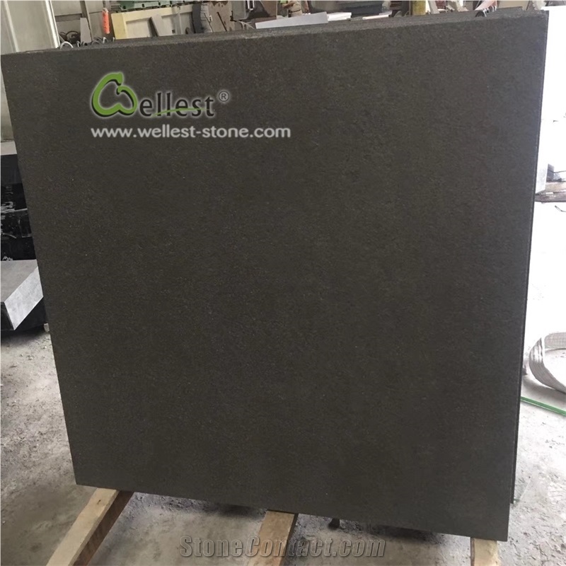 Flamed and Brusehd Large Black Granite Slabs