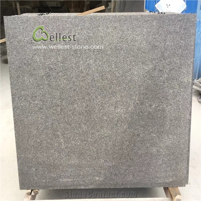 Flamed and Brusehd Large Black Granite Slabs