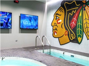 Blackhawks Locker Room Glass Mosaic