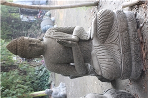 Indonesia Grey Basalt Budha Sculpture