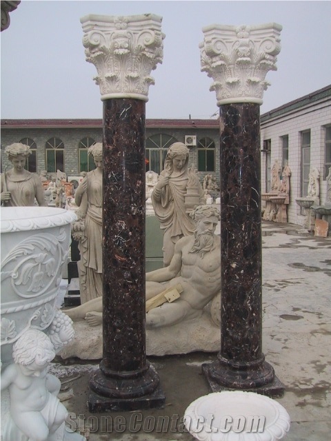 Marble Hollow Column Pillars Roman Capitals