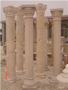 Marble Hollow Column Pillars Roman Capitals