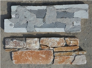 P014 Beige Slate Meshed Cement Stacked Ledge Stone