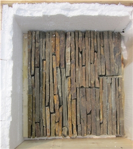 P014 Beige Slate Meshed Cement Stacked Ledge Stone